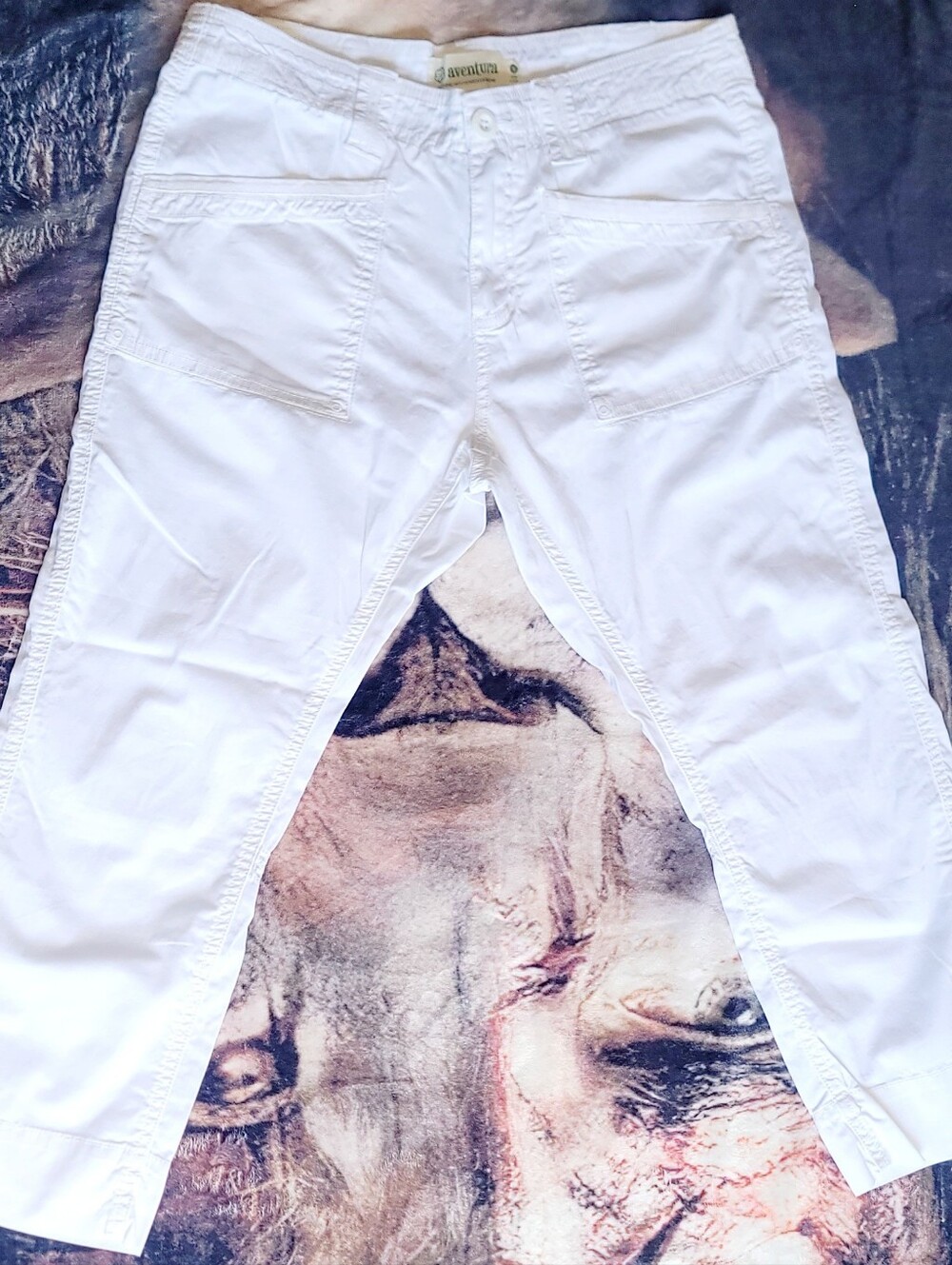 Aventura Women’s 6 ~ White Organic Cotton Crop Pants Lightweight Straight Leg